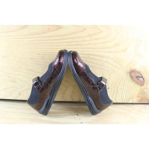 Drew Womens Shoes Sz 8W Mary Jane Leather Brown Croc Print One Strap Comfort - Picture 5 of 7